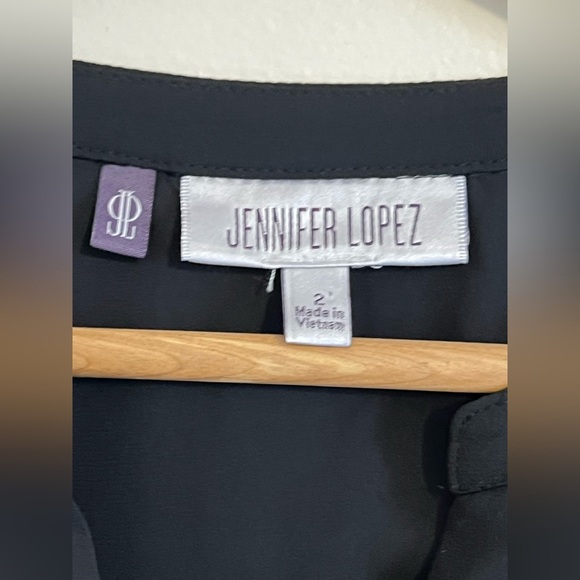 Jennifer Lopez Womens Black Jumpsuit‎ Romper VNeck Dress Short 2 Chiffon Pleated - Picture 6 of 17